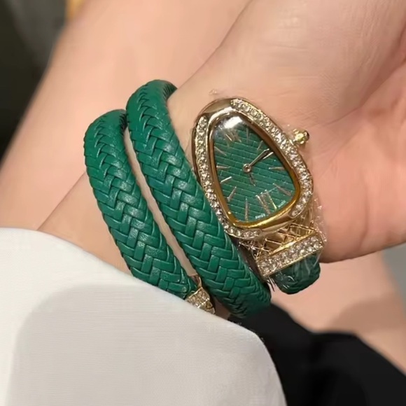 Serpenti Dark Emerald Gold Wrap Timepiece Watch main image 4